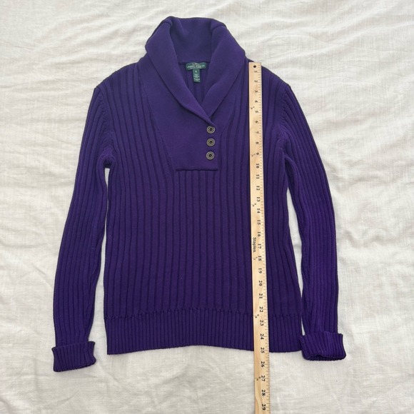 LRL‎ Ralph Lauren Pullover Sweater Purple Thick Knit Cotton XL Cozy Sustainable - Picture 2 of 5
